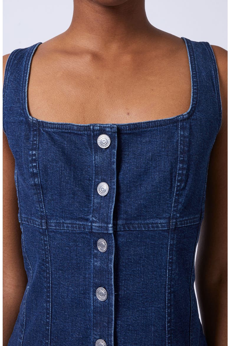 Arywode Sleeveless Fray Hem Denim Midi Dress, Alternate, color, 40-MID WASH