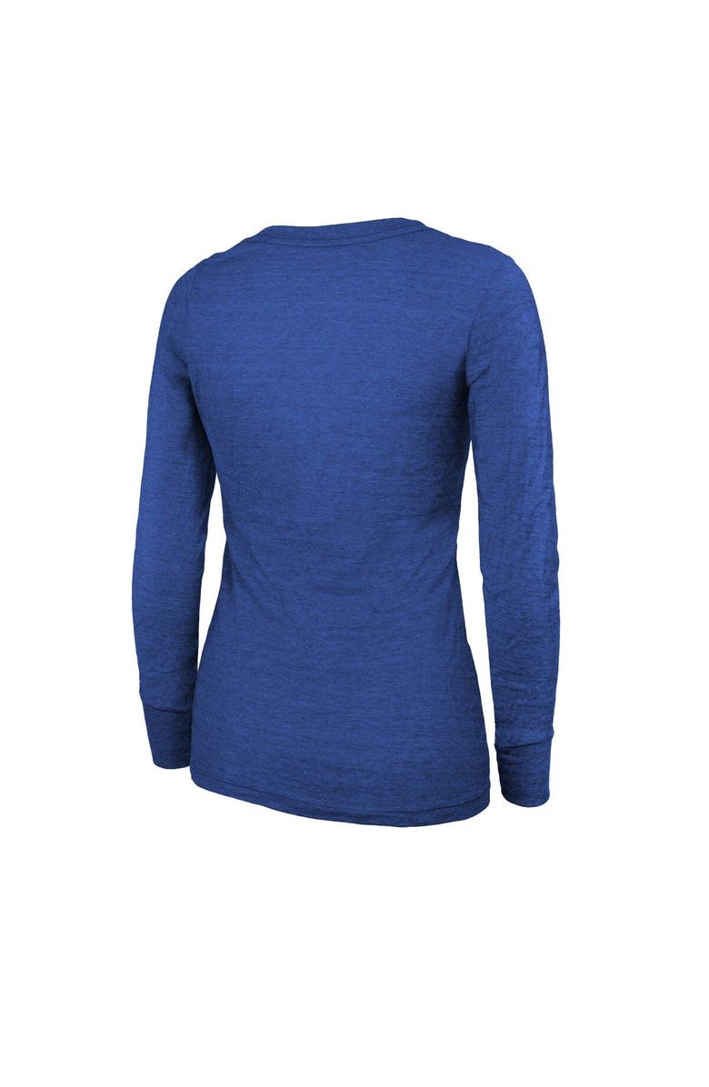 Majestic Threads Women's Majestic Threads Heathered Royal Los Angeles Rams 2-Time Super Bowl Champions Sky High Tri-Blend Long Sleeve Scoop Neck T-Shirt, Alternate, color,