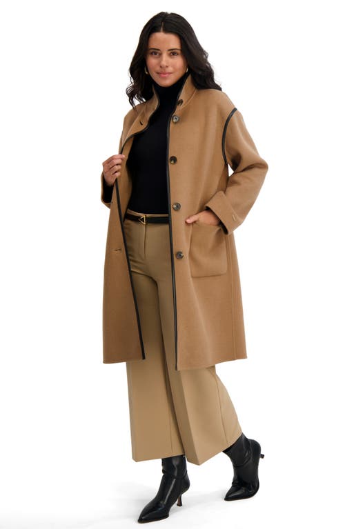 Tahari Sydney Wool Blend Longline Coat In Brown