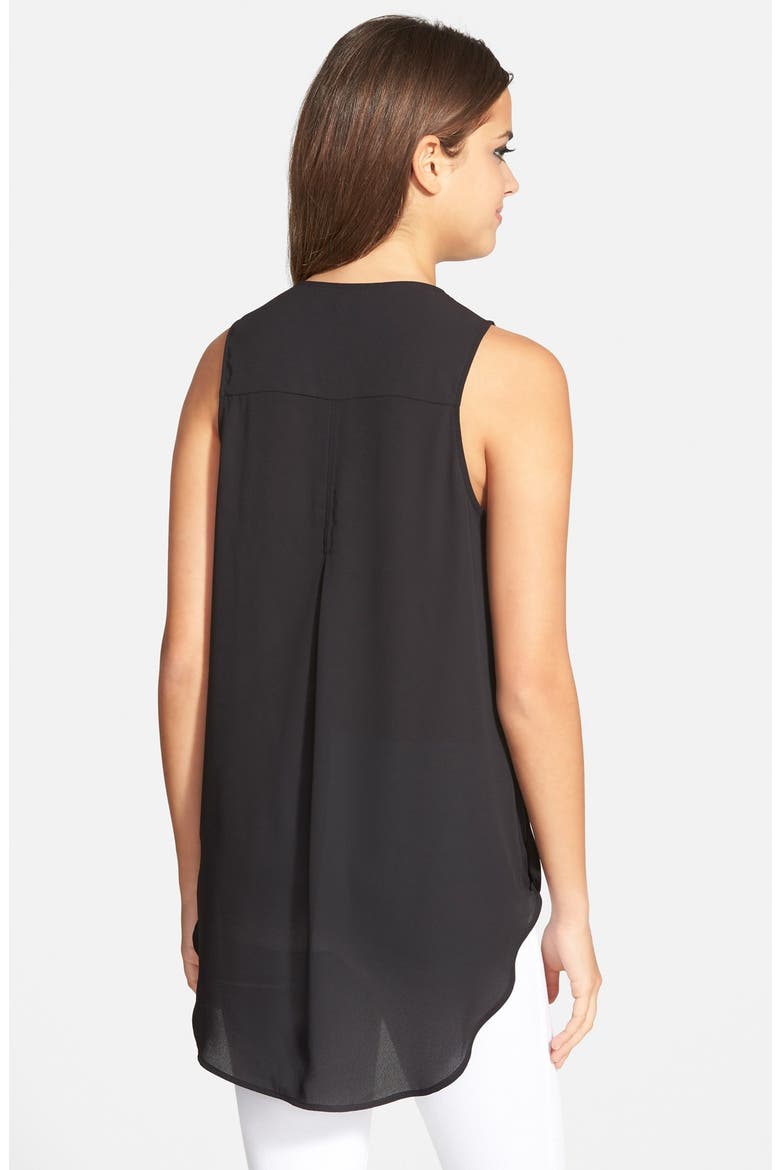 Surplice High/Low Tank, Alternate, color, BLACK