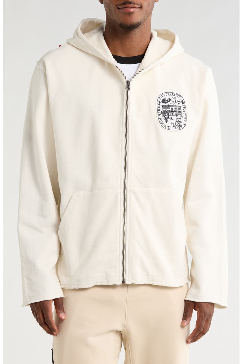 Art Institute Patch Zip Hoodie, Main, color, BONE