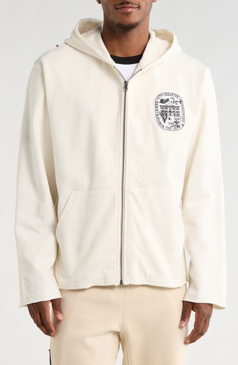 HONOR THE GIFT Art Institute Patch Zip Hoodie, Main, color, Bone