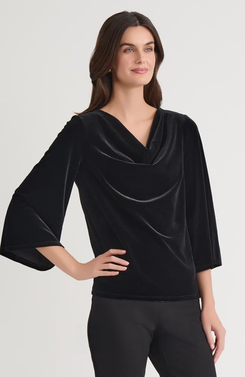 Kasper Cowl Neck Velvet Top In Black