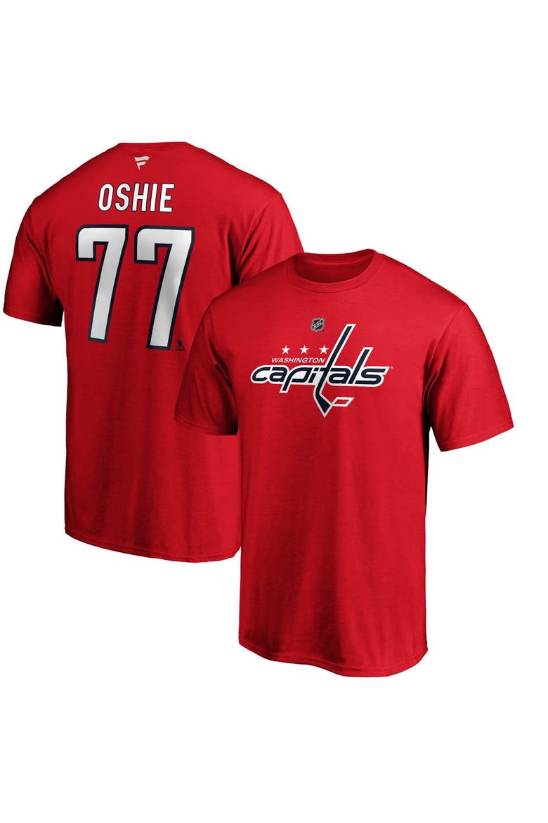 Men's Fanatics Branded TJ Oshie Red Washington Capitals Team Authentic Stack Name & Number T-Shirt, Main, color, Red