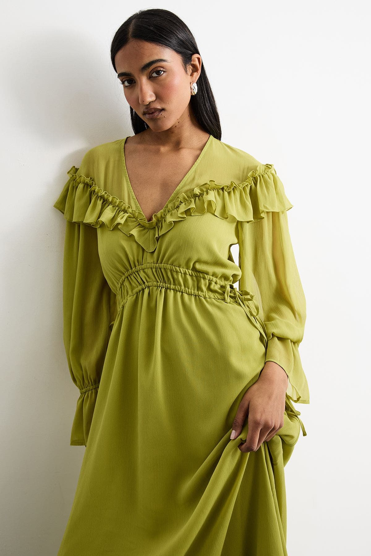 Ruffle Shoulder Detail Boho Maxi Dress - image 2