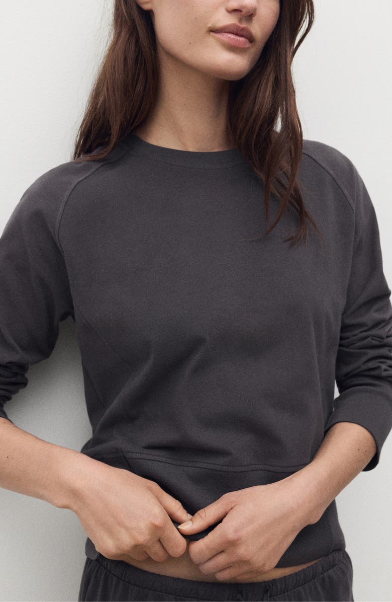 MANGO Fluid Cotton Sweatshirt, Main, color, Charcoal