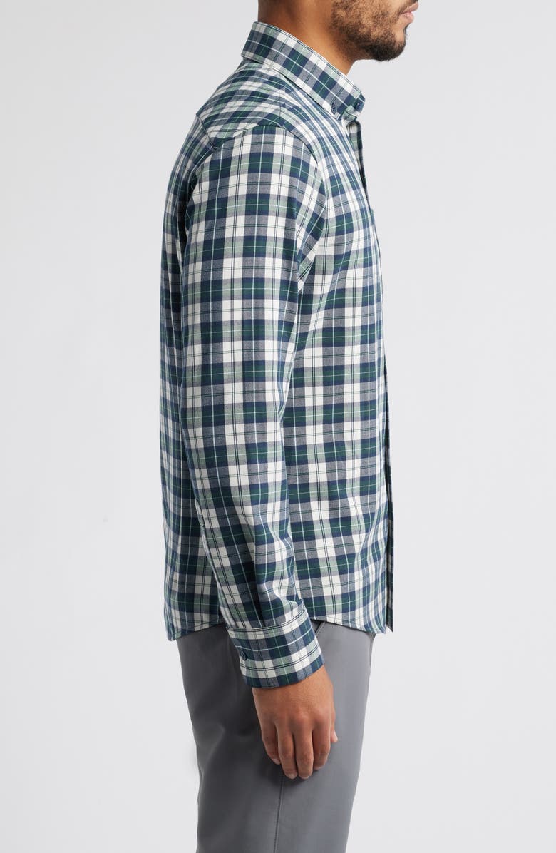 Mizzen+Main City Trim Fit Plaid Stretch Flannel Button-Down Shirt, Alternate, color, 