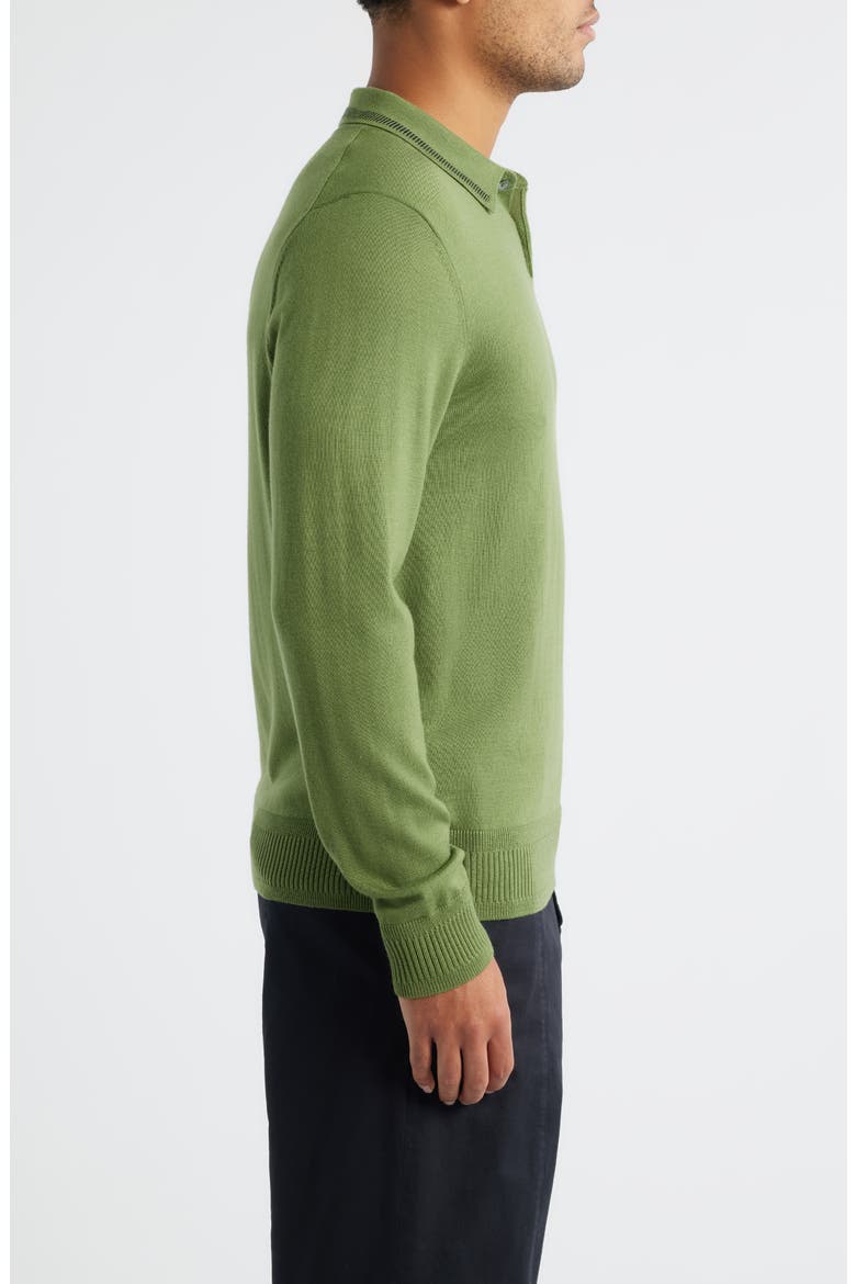 Long Sleeve Tipped Wool Polo Sweater, Alternate, color, GREEN
