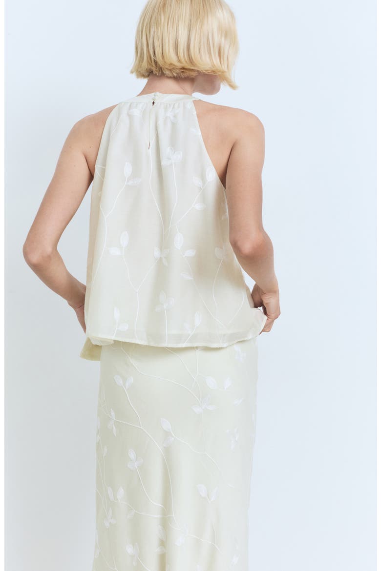 Knot Detail Floral Halter Top, Alternate, color, ECRU