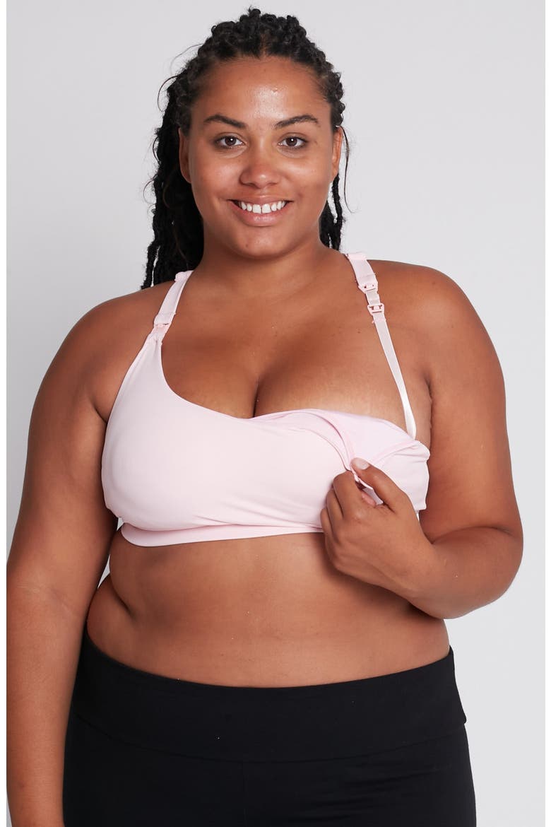 Oceane 4 Medium Support Nursing and Hands Free Pumping Sports Bra, Alternate, color, Blush Pink