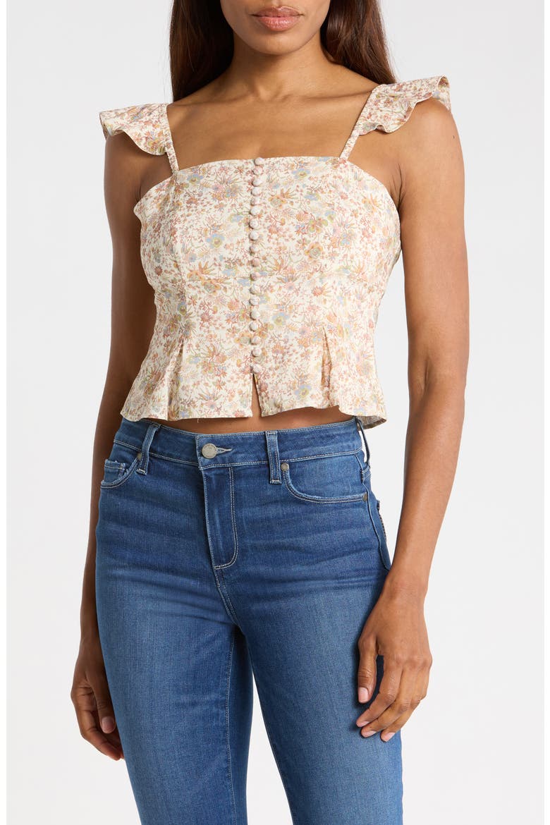 Luce Floral Cotton Blend Crop Top, Main, color, CREAM MULTI