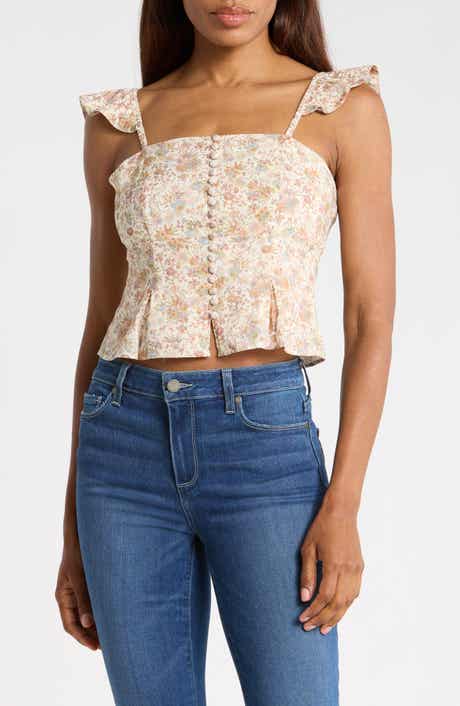 PAIGE Luce Floral Cotton Blend Crop Top