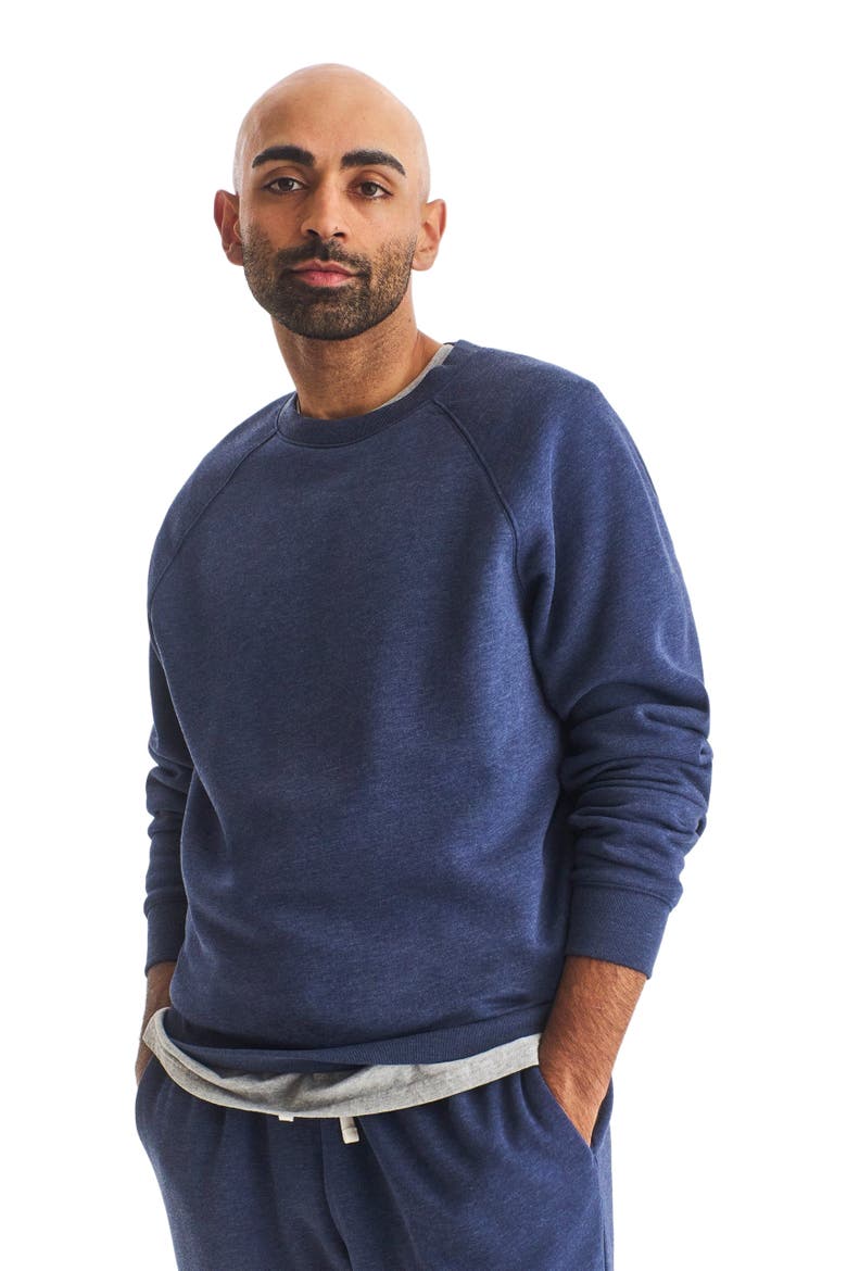 Unisex Fit Cozy Fleece Sweatshirt, Main, color, Heather Navy