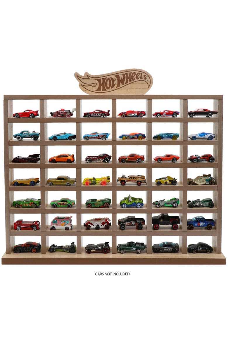 Wood Display Case For 42 Die-cast Toy Cars, Alternate, color, Brown
