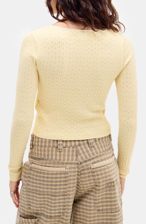 Shop Bdg Urban Outfitters Pointelle Tie Front Cardigan In Yellow