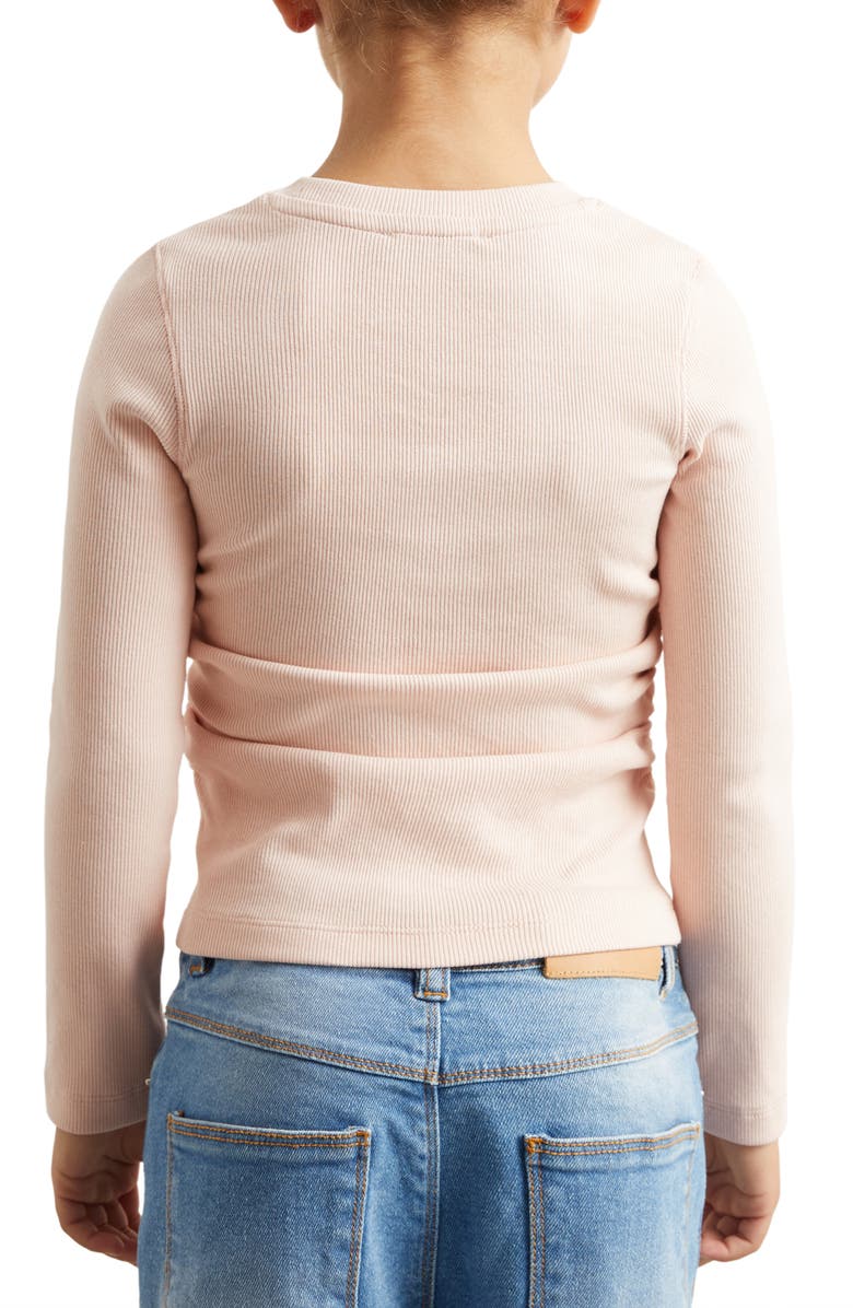 Reiss Kids' Trina Ruched Rib Sweater, Alternate, color, Pale Pink