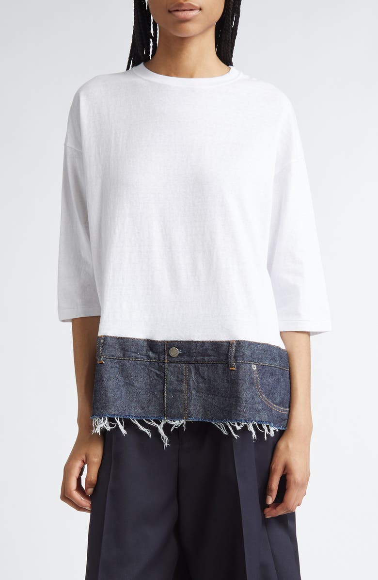 Undercover Raw Denim Hem Cotton Top, Main, color, 