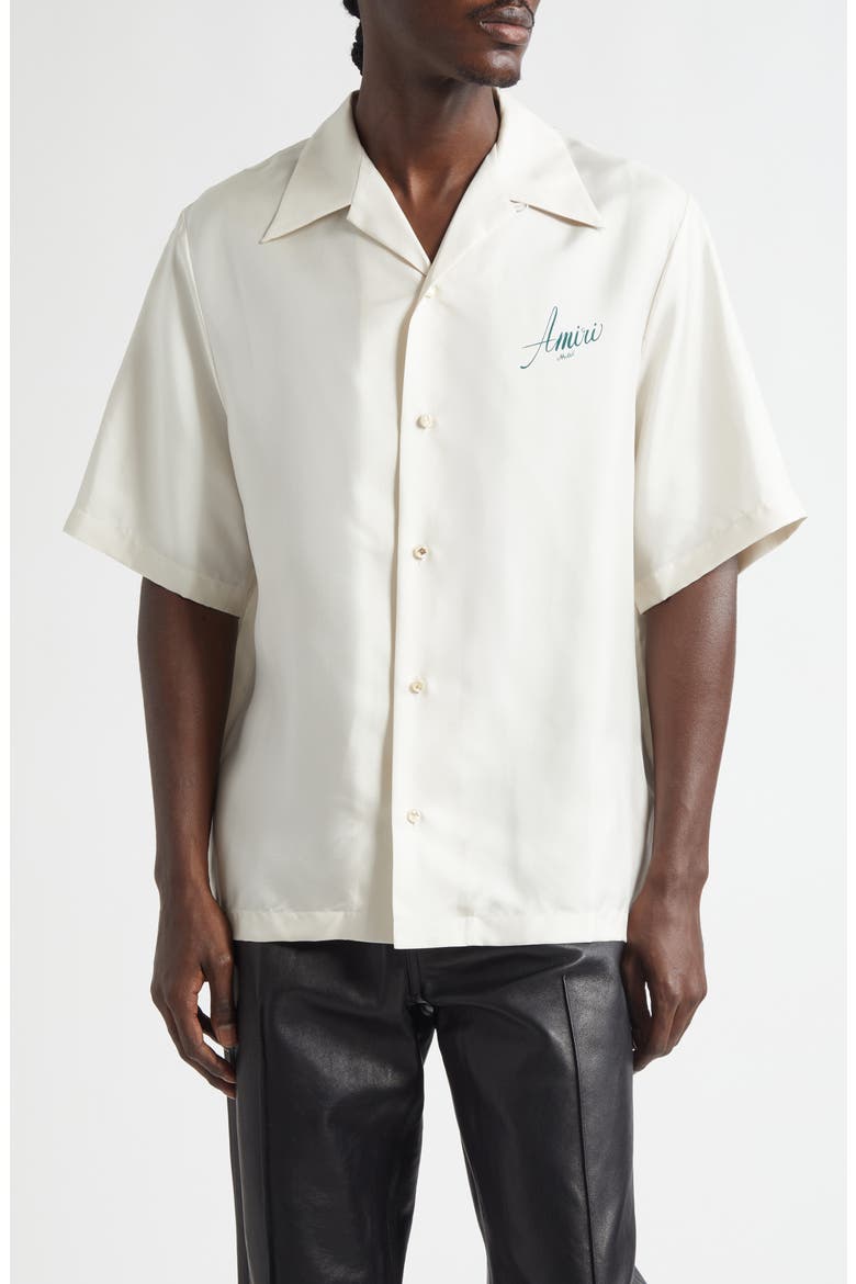 Hotel Silk Bowling Shirt, Main, color, ALABASTER