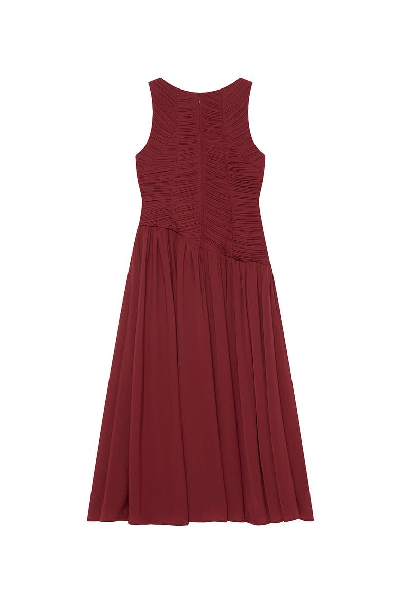 Ruched Detail Midi Dress, Alternate, color, Burgundy