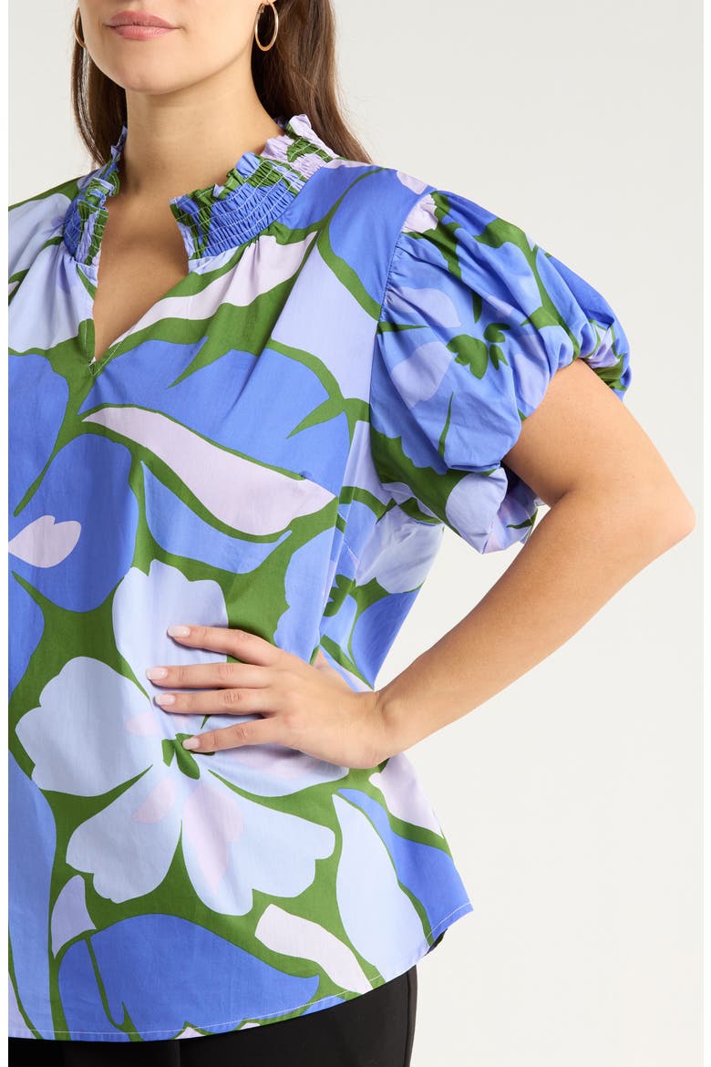 Dayana Floral Print Puff Sleeve Top, Alternate, color, GREEN-BLUE