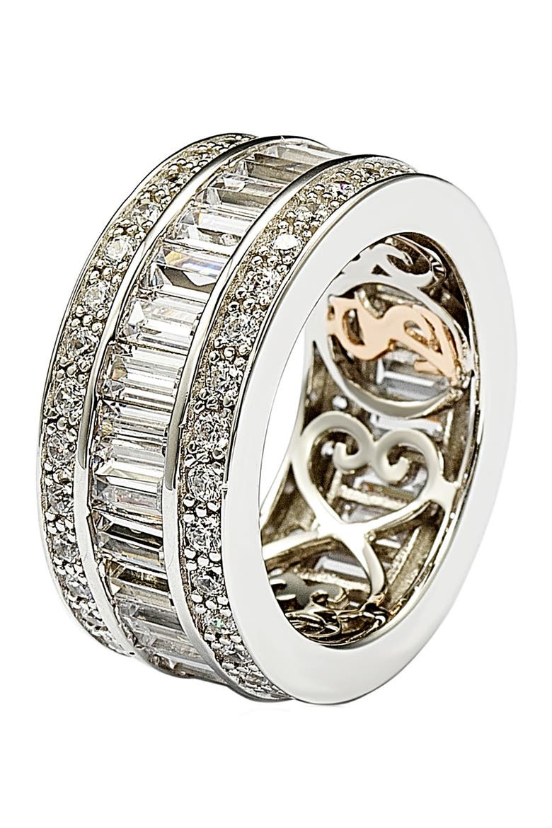 Sterling Silver White Cubic Zirconia Thick Eternity Band Ring, Alternate, color, WHITE