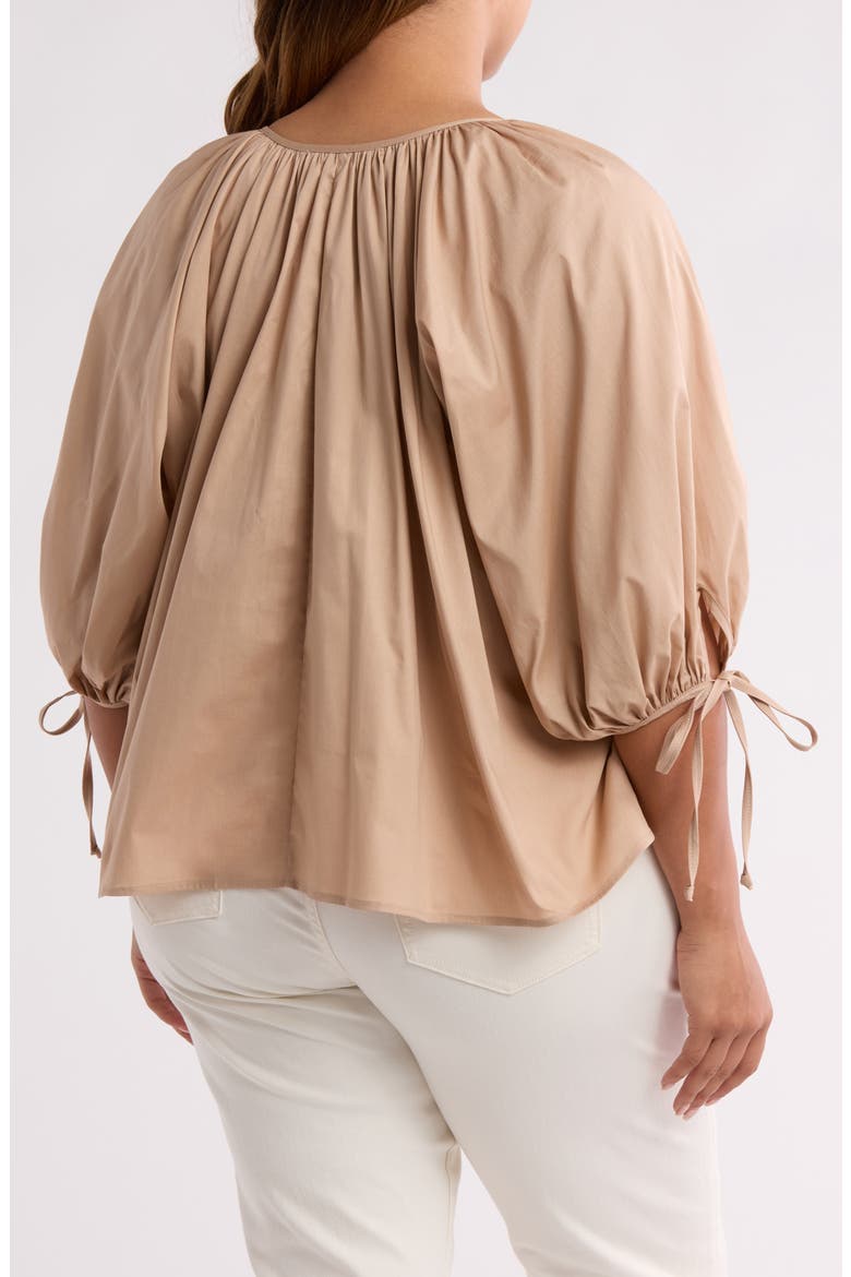 Three-Quarter Sleeve Poplin Top, Alternate, color, TAUPE