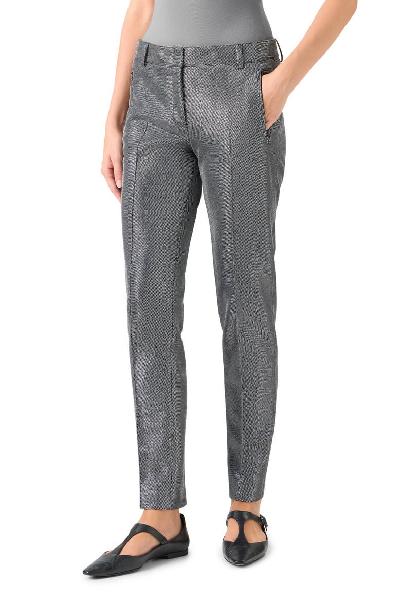 Brushed Metallic Tailored Pants, Alternate, color, BRUSHED STEEL