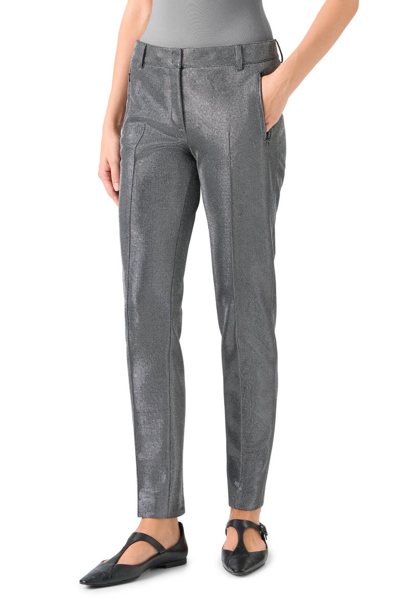 Akris punto Brushed Metallic Tailored Pants, Alternate, color, Brushed Steel