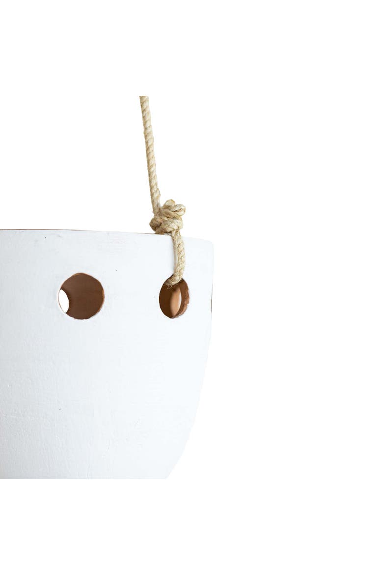 5.75" x 24.75" Galiot White Round Cutout Indoor Hanging Terracotta Planter, Alternate, color, White