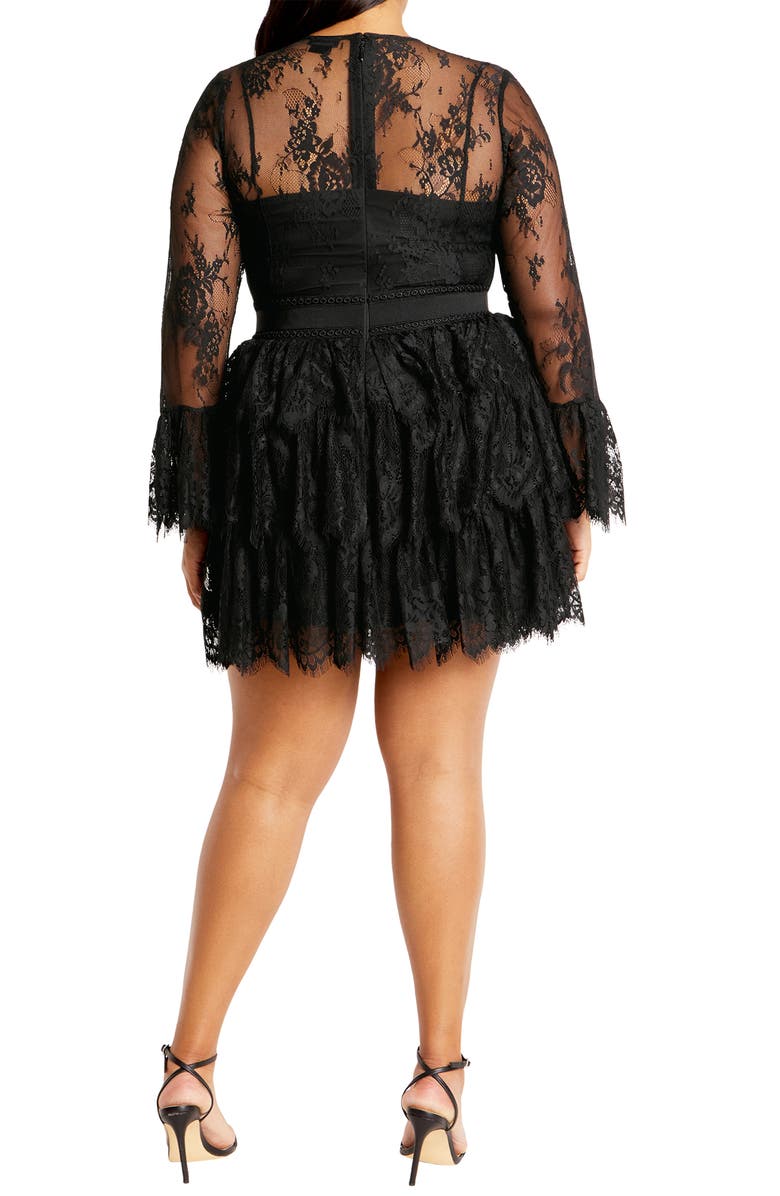 City Chic Logan Lace Overlay Long Sleeve Cocktail Dress, Alternate, color, 