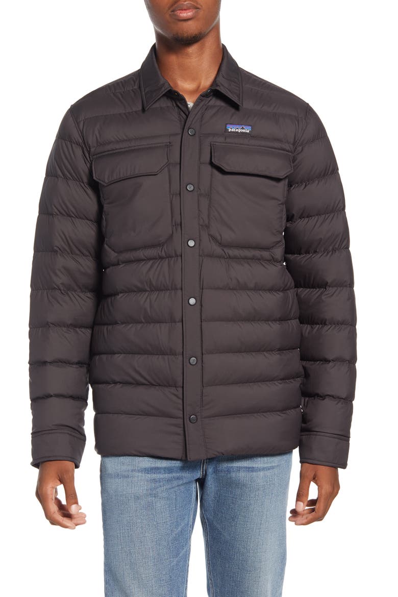 Silent Water Repellent 700-Fill Power Down Shirt Jacket, Alternate, color, BLACK
