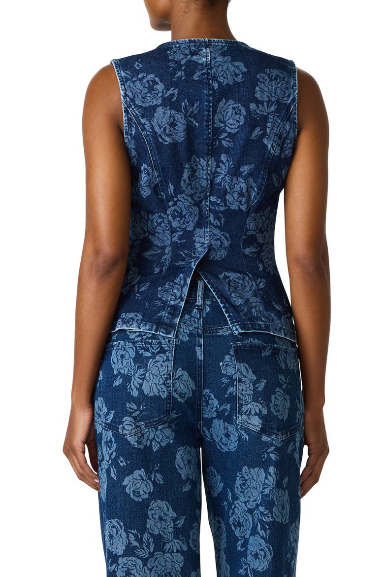 Wesley Floral Denim Vest, Alternate, color, ROSE FROST