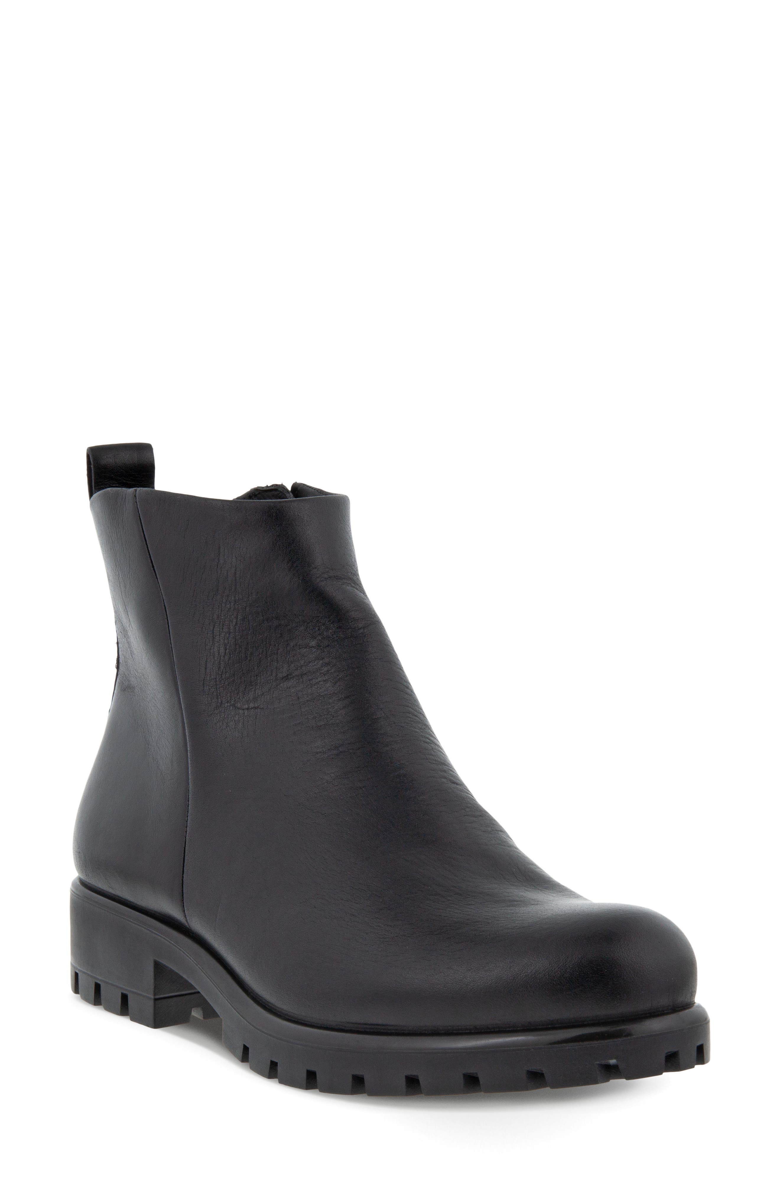 ECCO Modtray Water Resistant Ankle Boot, Main, color, Black Leather