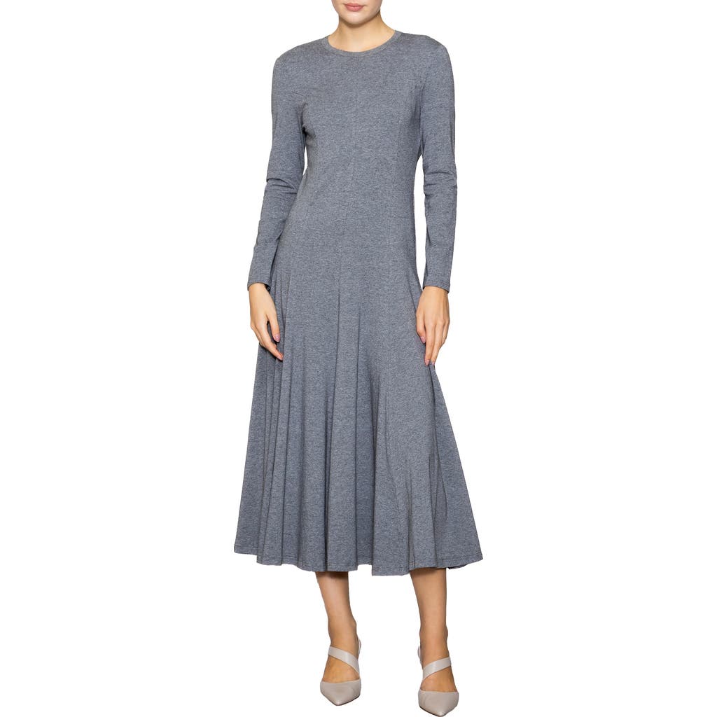 Melloday Seam Long Sleeve Knit Maxi Dress In Gray