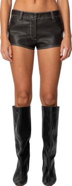 EDIKTED Blaise Faux Leather Micro Shorts
