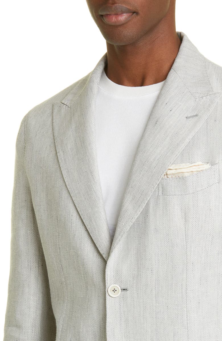 Eleventy Deconstructed Herringbone Linen & Wool Sport Coat, Alternate, color,