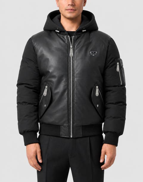 Eco Leather Nylon Bomber Men