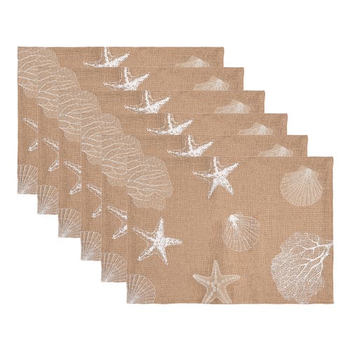 C & F Home C&f Home Sandy Coast Starfish Coral Shells Placemats Set Of 6 Beach Coastal, 14" X 20" In Brown