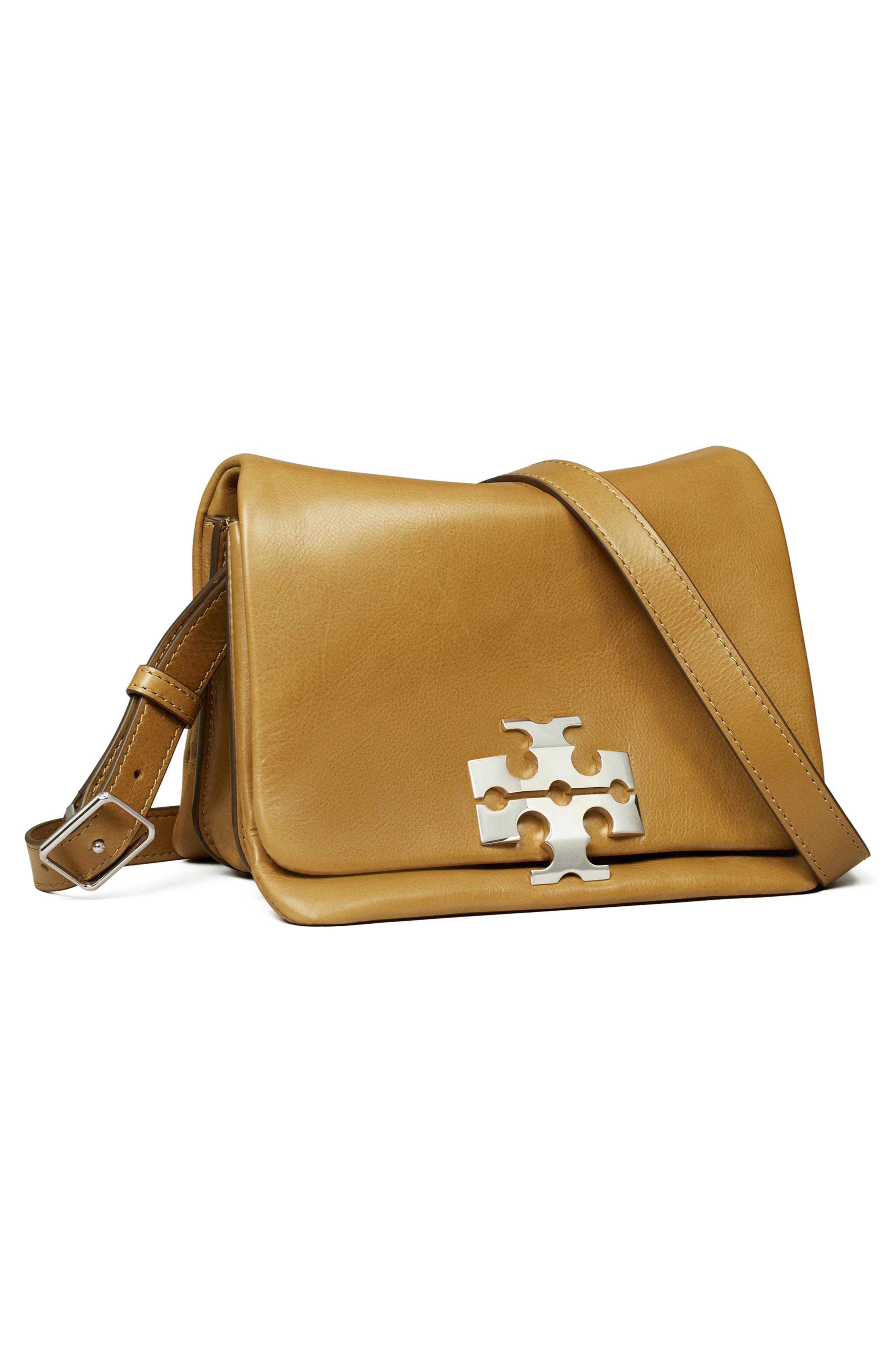 Tory Burch Kira Soft Leather Shoulder Bag, Alternate, color, Wren Brown