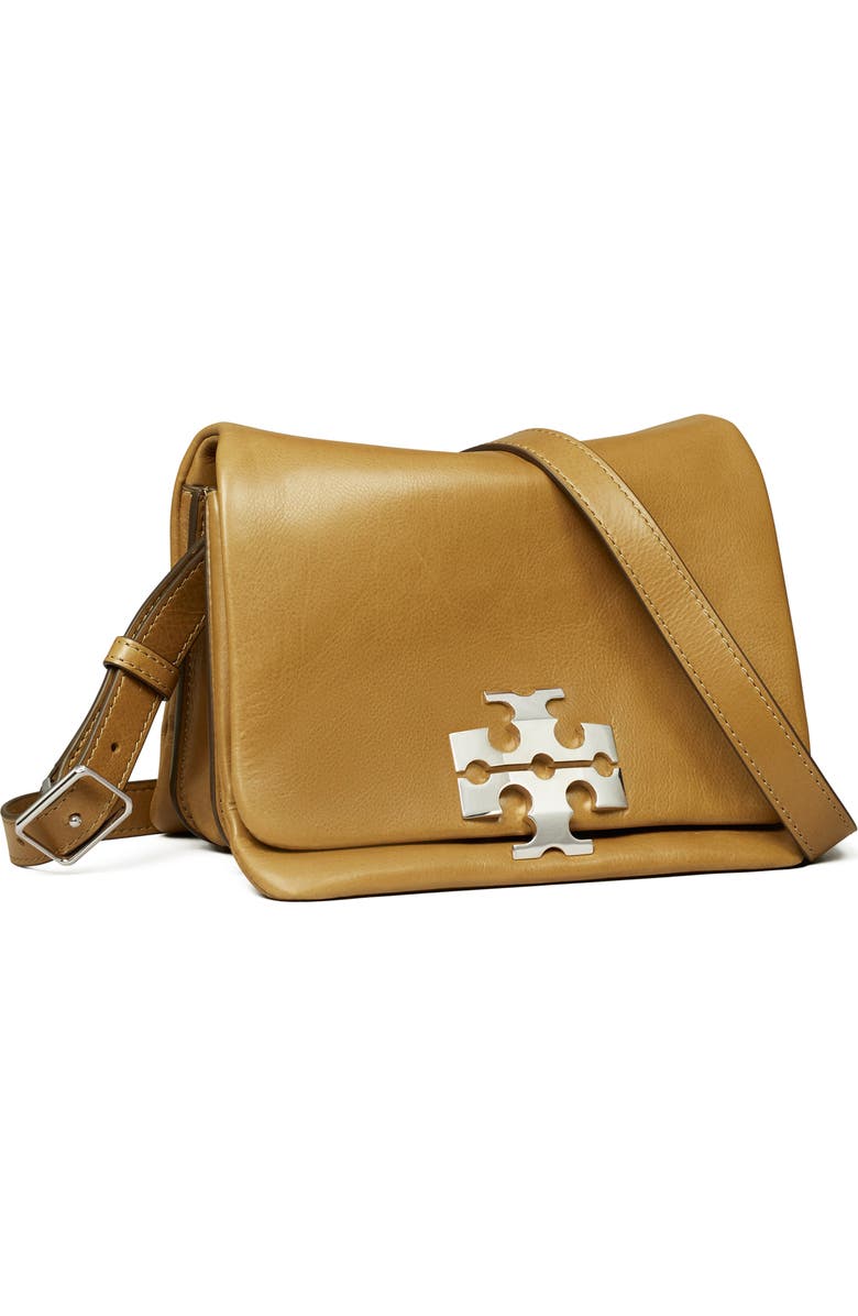 Tory Burch Kira Soft Leather Shoulder Bag, Alternate, color, Wren Brown