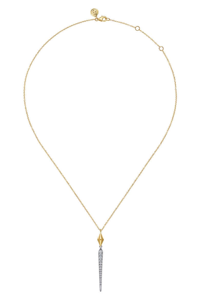 14k Gold Diamond Spike Pendant Necklace, Alternate, color, 14K YELLOW/ WHITE GOLD