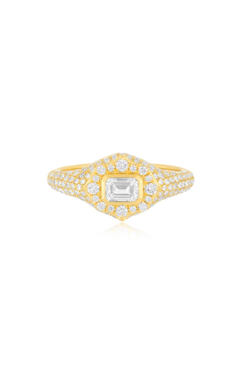 EF Collection Daphne Emerald Cut Pavé Diamond Ring, Main, color, Gold