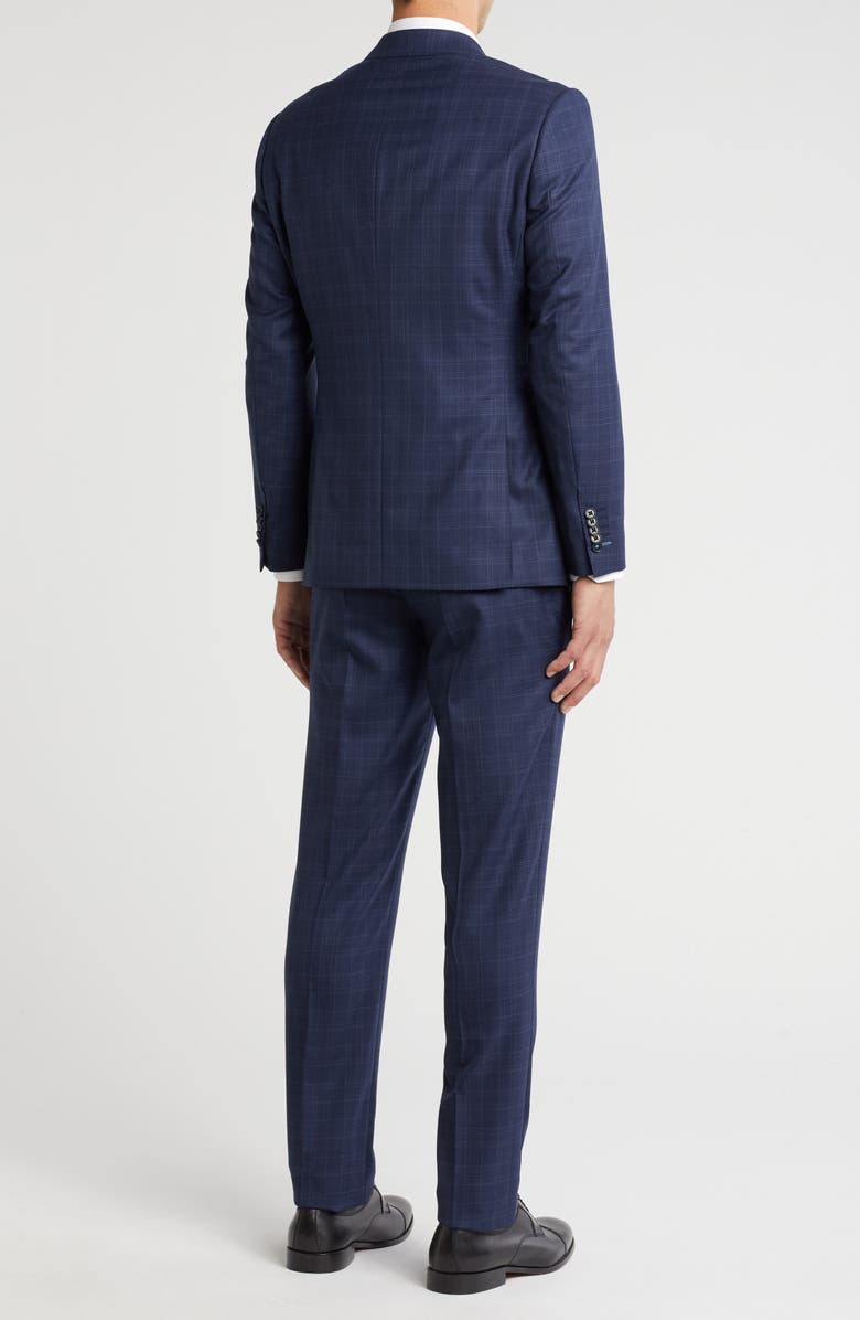 English Laundry Plaid Trim Fit Notch Lapel Wool Blend Two-Piece Suit, Alternate, color, Navy