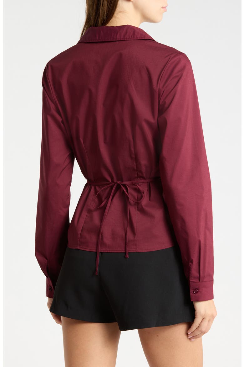 Long Sleeve Button Down Shirt with Tie, Alternate, color, WINDSOR WINE