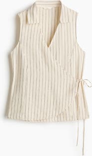 H&M Linen-blend Wrap Top
