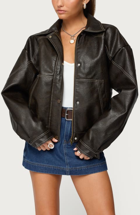 Jaxson Oversize Faux Leather Jacket