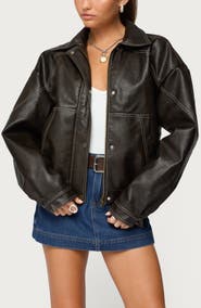EDIKTED Jaxson Oversize Faux Leather Jacket