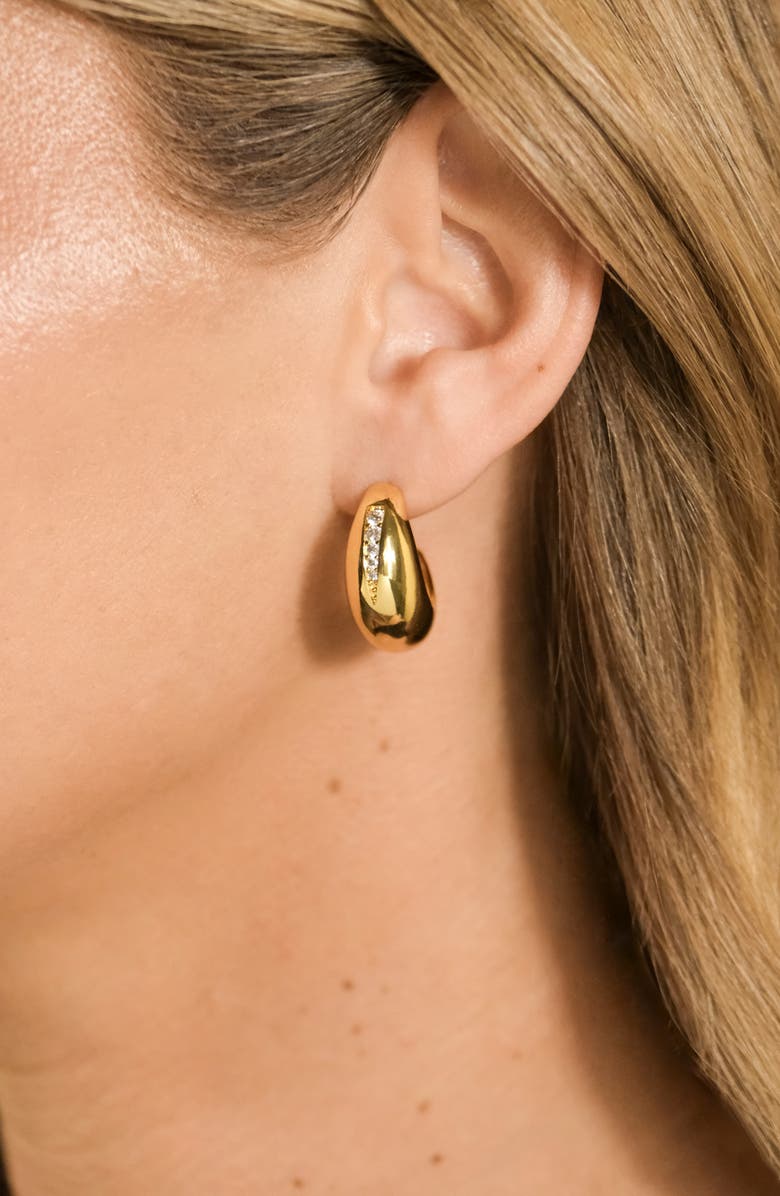 Sterling Forever Lorena Graduated CZ Hoop Earrings, Alternate, color,