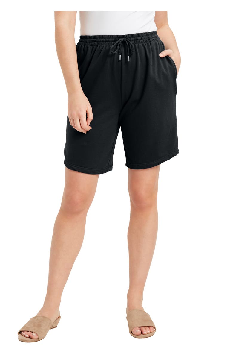 June + Vie French Terry Shorts, Main, color, Black