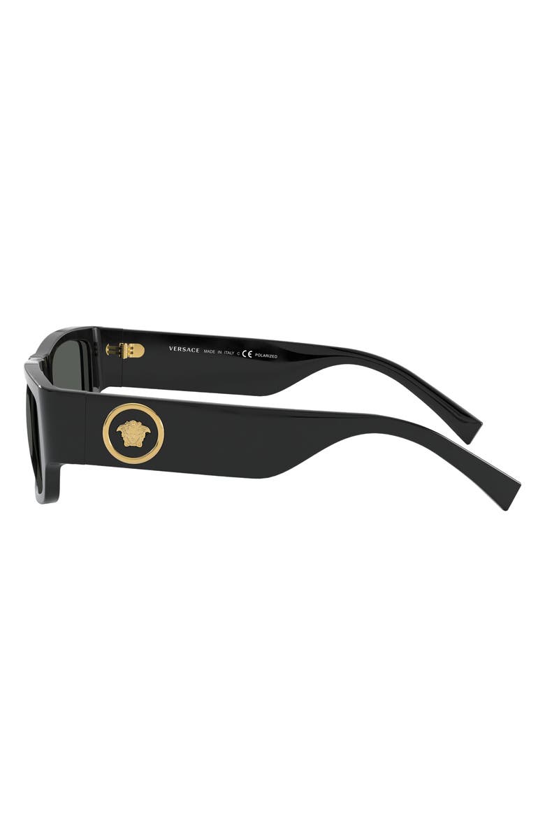 Versace 56mm Polarized Rectangular Sunglasses, Alternate, color, 